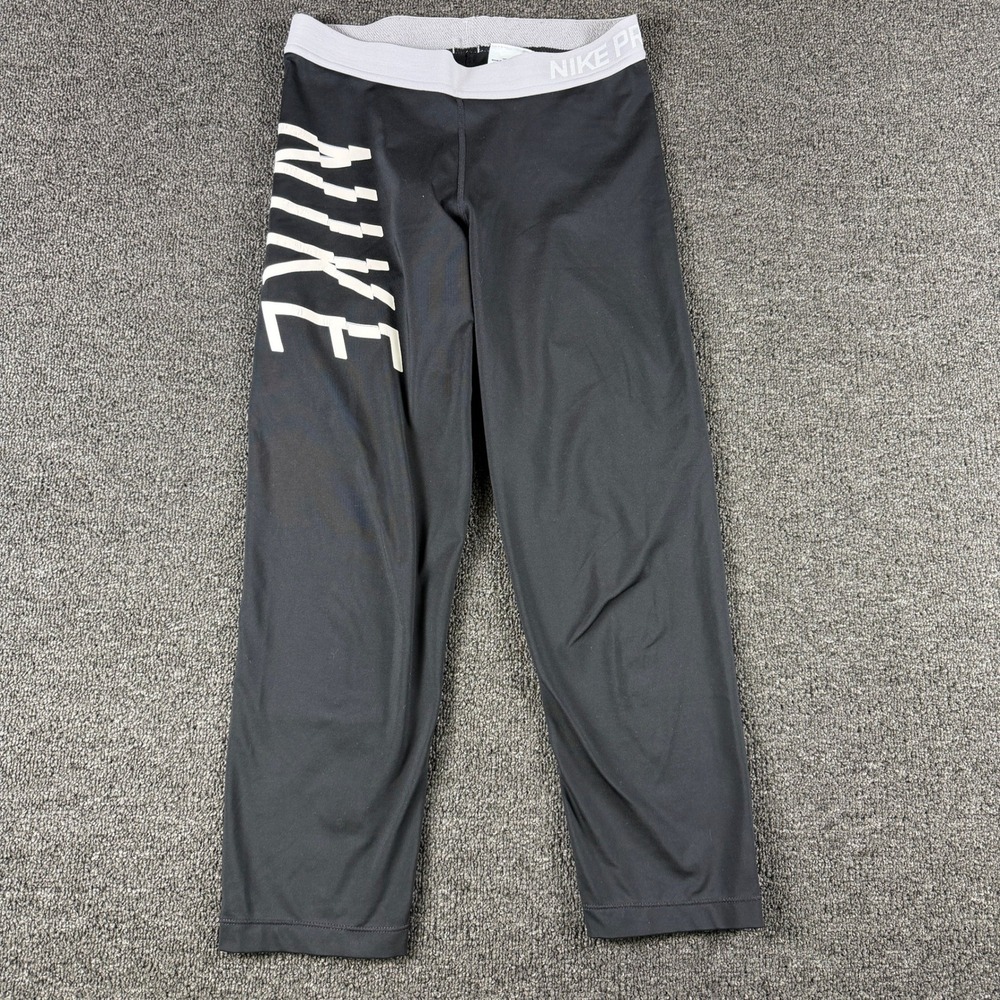 Nike Leggings Womens M 830691-010 Pro Capri Black Graphic EUC